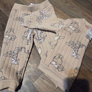 18 Month Pooh And Tigger Disney Beige Character Print Baby Outfit Set